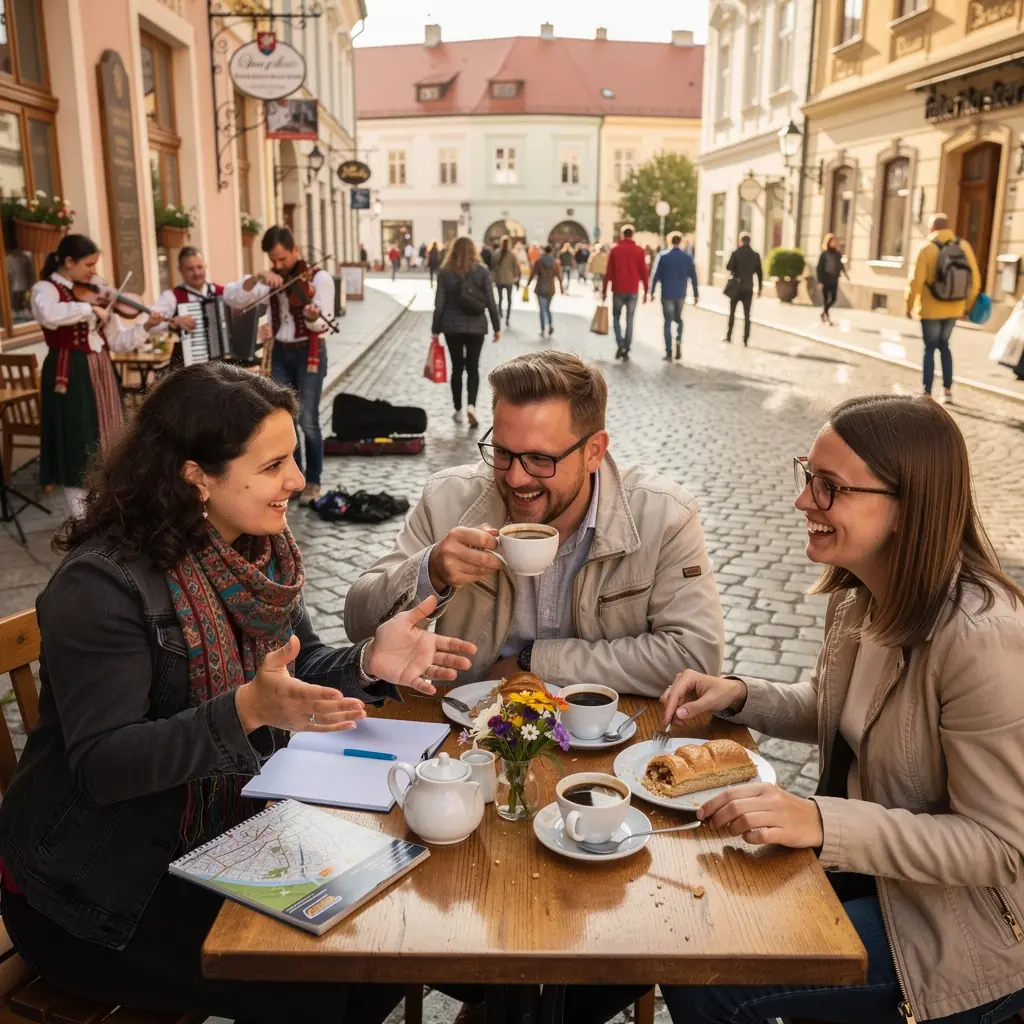 Colorful autumn foliage along a hiking trail in the Slovak Paradise National Park.